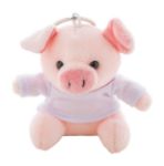 pluche varken sleutelhanger met opdruk op t-shirt