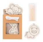 3 stuks houten dierenfiguren kleurenset in doos
