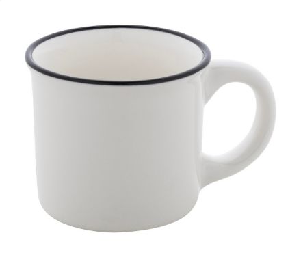 mini vintage keramische mok 90 ml zwarte rand