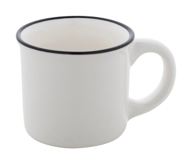 mini vintage keramische mok 90 ml zwarte rand