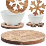 acacia houten pothouders set