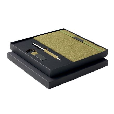 3-delige geschenkset boek, balpen en sleutelhanger