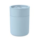 pp beker met siliconen sleeve 330 ml schuifdeksel - licht blauw