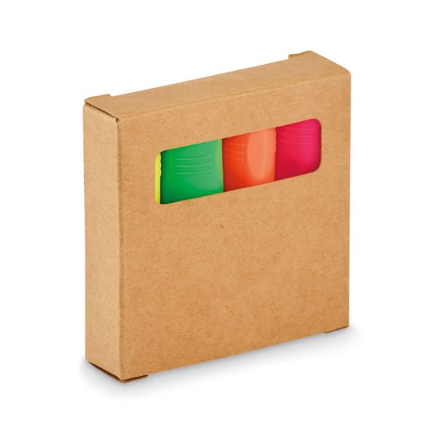 set van 4 markeerstiften in doosje