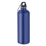 enkelwandige fles 1000 ml met karabijnhaak - blauw