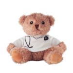 pluche teddybeer dokter geborduurde ogen en neus