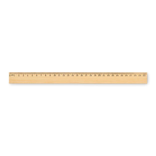 dennenhouten liniaal van 30 cm met cm/inch