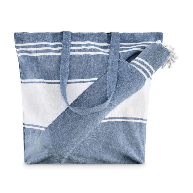 set van strandtas met hamamdoek 180 g/m2