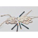 kleurset 4 houten dierenhangers, koord en krijtjes