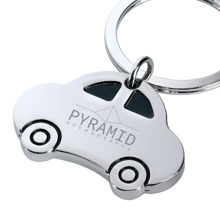 metalen autootje met stevige sleutelring.