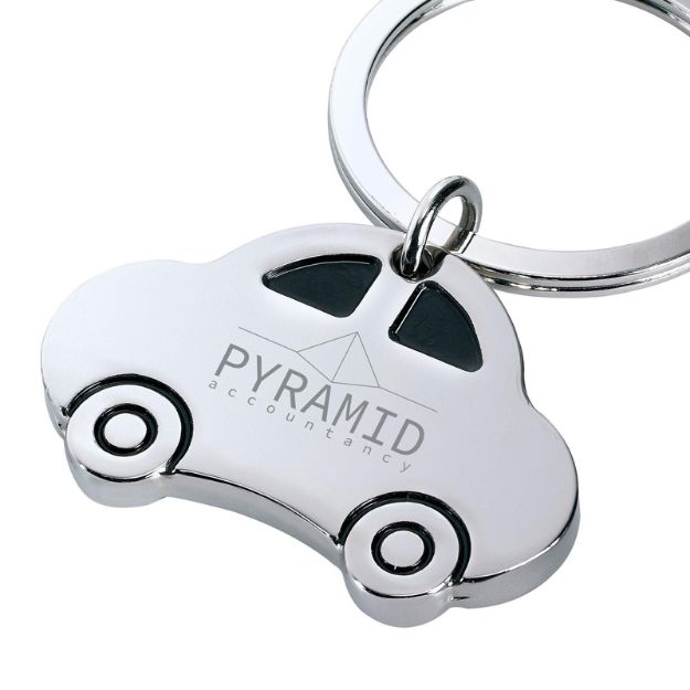 metalen autootje met stevige sleutelring.