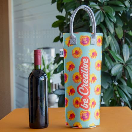 custom made rpet vilten wijngeschenktas