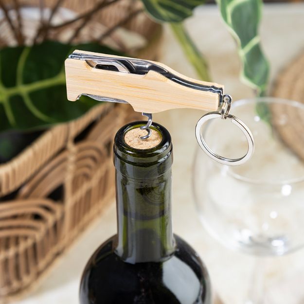 flesvormig multitool sleutelhanger in rvs bamboe