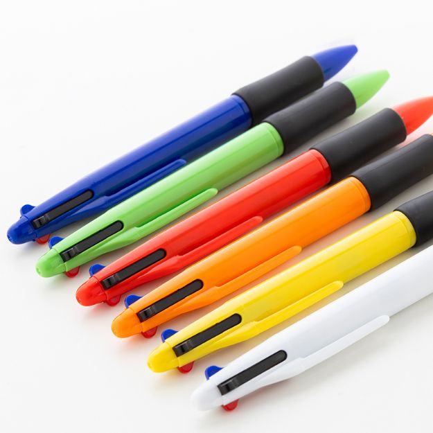 rabs veelkleurige balpen met rubberen grip zwart