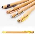 bamboe balpen en touch screen glanzend metallic