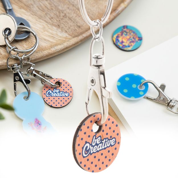 custom made sleutelhanger met munt uv led druk