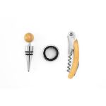 savory wijnset van bamboe en rvs afwerking