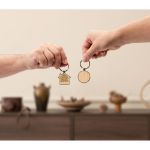 gaston house sleutelhanger huisvorm bamboe