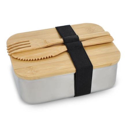 roestvrij stalen lunchbox met bamboo deksel 850 ml