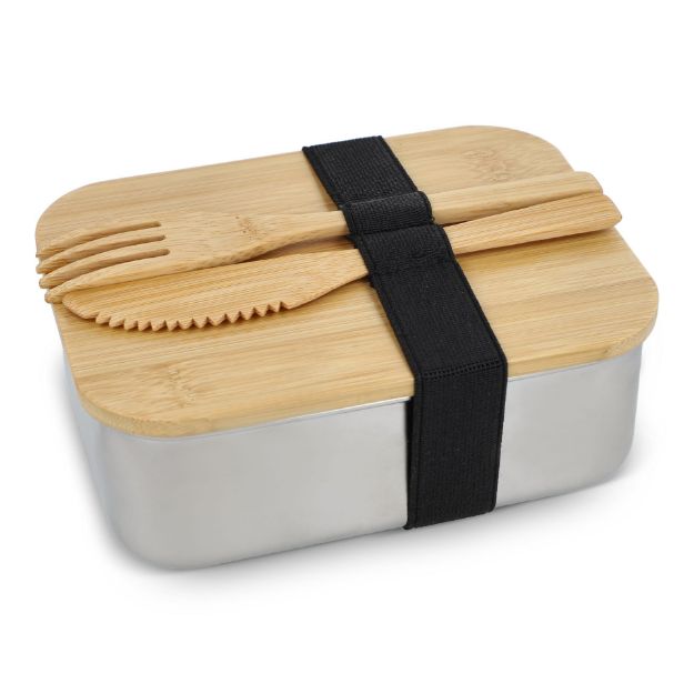 roestvrij stalen lunchbox met bamboo deksel 850 ml