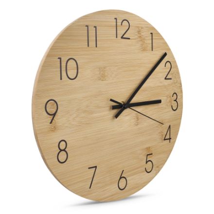 wandklok bamboe per stuk in geschenkverpakking