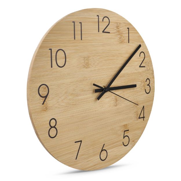 wandklok bamboe per stuk in geschenkverpakking