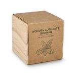 fsc houten plantenbak set met basilicum met sleeve