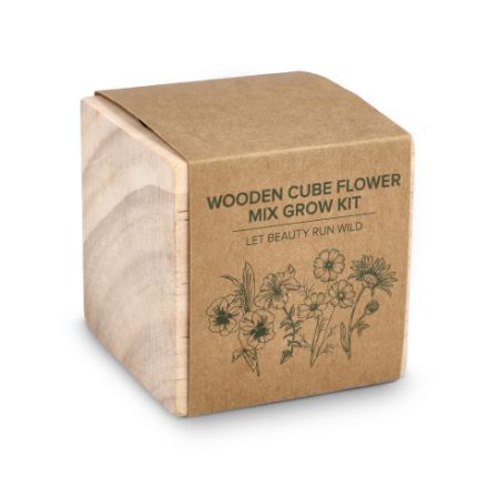 fsc houten plantenbak set bloemenmix met sleeve