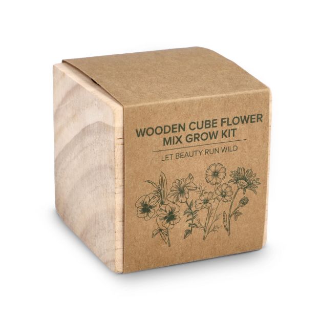fsc houten plantenbak set bloemenmix met sleeve