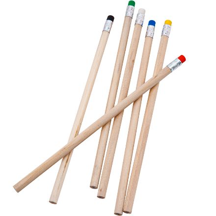 houten potlood met gekleurde gum.