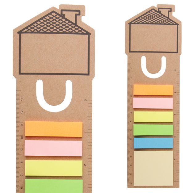 boekenlegger met liniaal en blaadjes