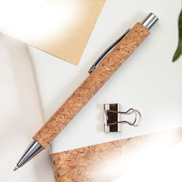 balpen van natuurlijk kurk corzhan blauwschrijvend