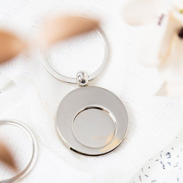 trolley munt sleutelhanger cromo