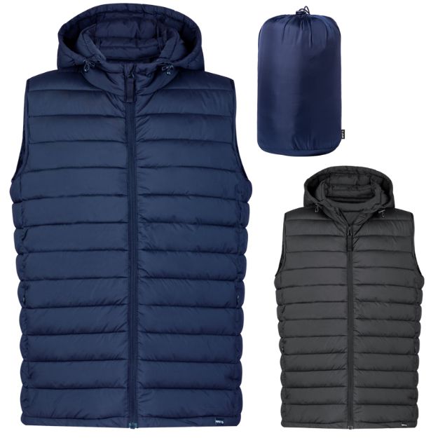 rpet bodywarmer maten xs-xxl met verstelbare kap