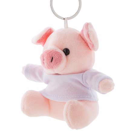 pluche varken sleutelhanger met opdruk op t-shirt