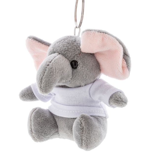 pluche olifant sleutelhanger met opdruk op t-shirt