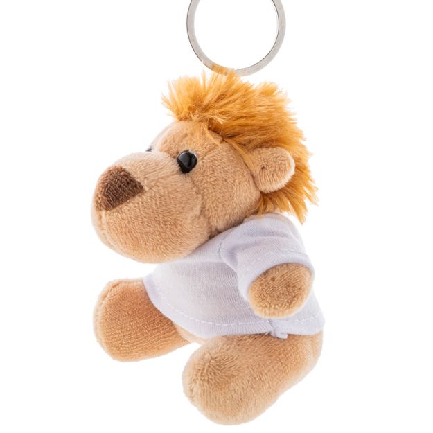 pluche leeuw sleutelhanger met opdruk op t-shirt