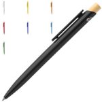 rabs balpen basher met bamboe knop blauwschrijvend