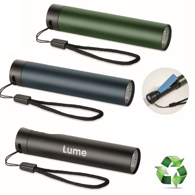 gerecyclede aluminium zaklamp oplaadbaar 3 standen