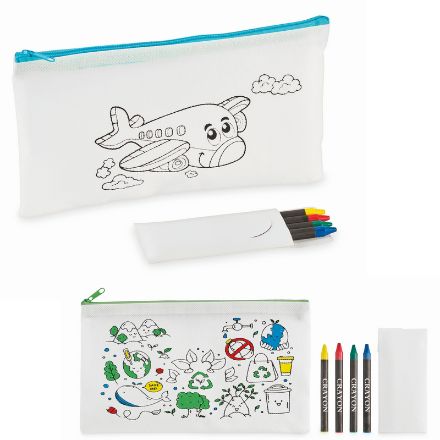 etui met 4 krijtjes om zelf in te kleuren