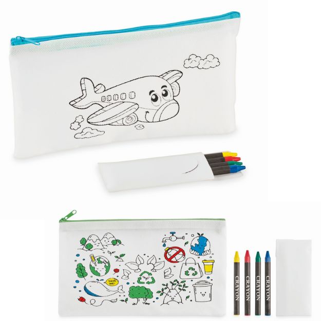 etui met 4 krijtjes om zelf in te kleuren