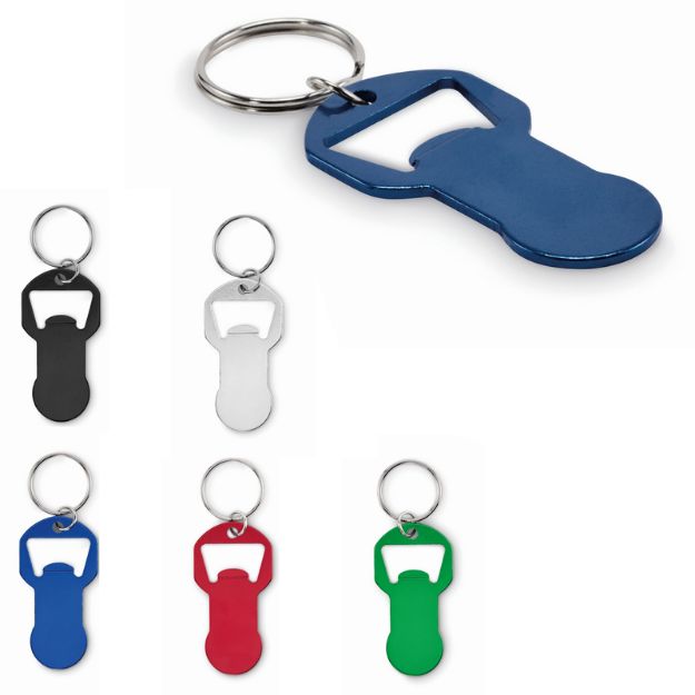 recycled alu sleutelhanger flesopener met token