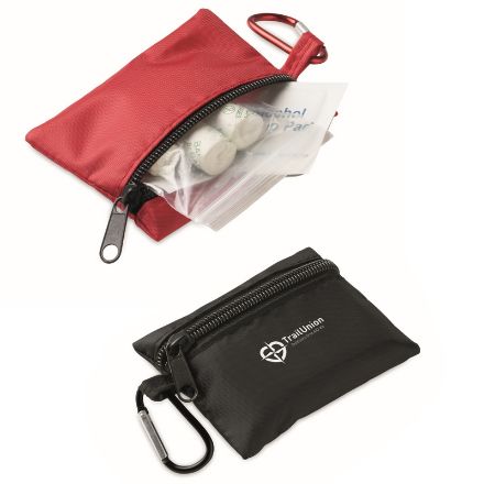compacte ehbo-set in rpet-etui met karabijnhaak