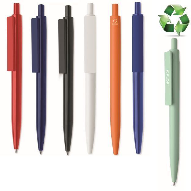 recycled abs balpen met blauwe inkt