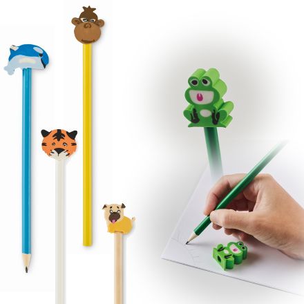 houten potlood met gum in de vorm van een dier