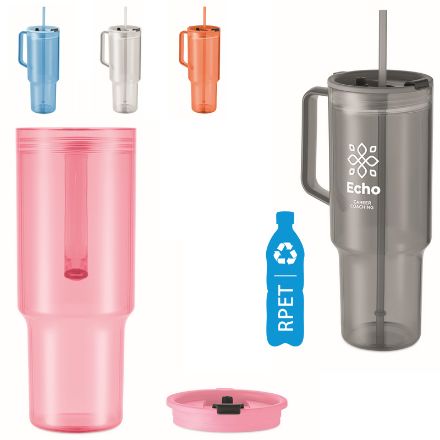 rpet beker met rietjesdop 1200 ml