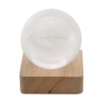 glazen lichtbol lumiglobe met houten led lichtvoet