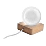 glazen lichtbol lumiglobe met houten led lichtvoet