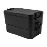 stapelbare lunchbox duplox met bestekset 1000 ml - zwart