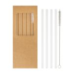 set van 4 herbruikbare borosilicaat glazen rietjes